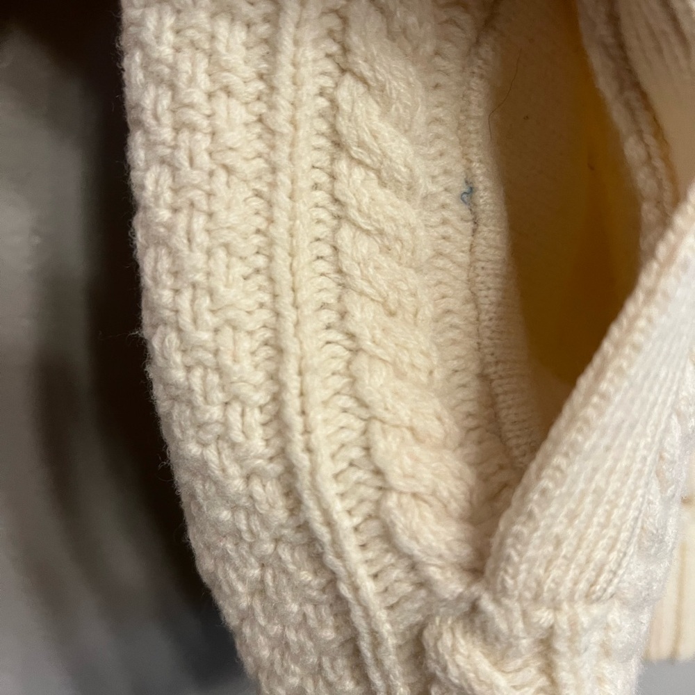 J. Crew Womens Cream Wool Oversized Fisherman Neutral Crewneck Sweater Size XS - Picture 3 of 7